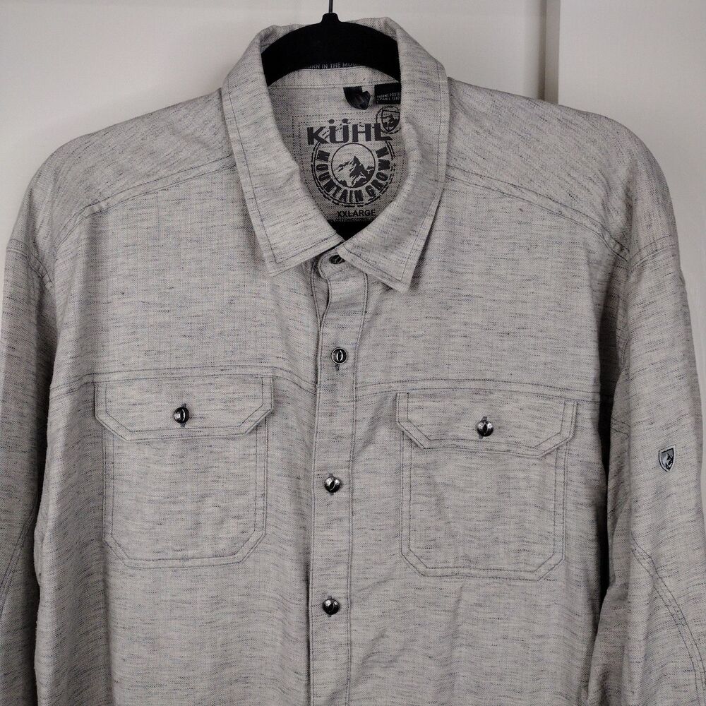 Kuhl Mens Sz XXL Gray Long Sleeve Button Up Shirt Mountain Grown Outdoors